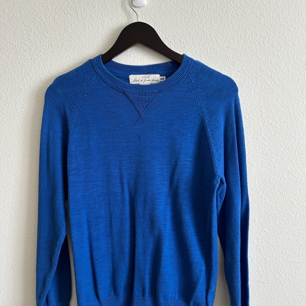 H&M Vibrant Blue Men's Crewneck Sweater